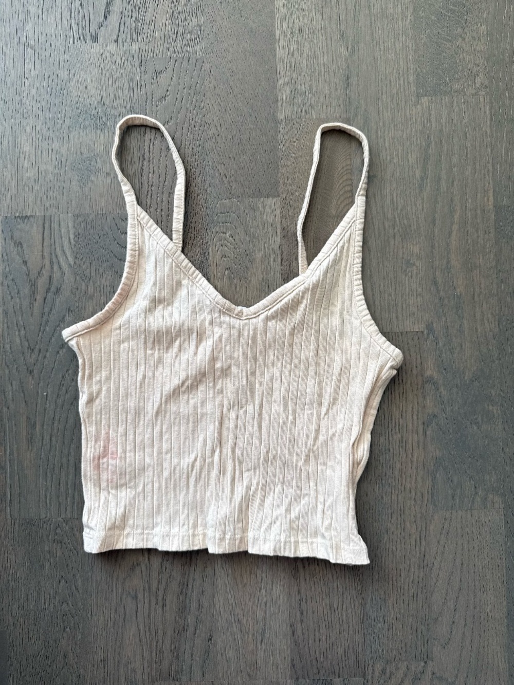 Off-White / Peach / Cream Ribbed Cropped Camisole Tank Top Size XS